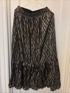 NWT Zara Metallic Thread Pleated Tiered Midi Skirt Medium 👵MT